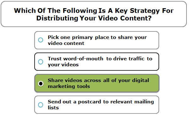 Which of the following is a key strategy for distributing your video content?